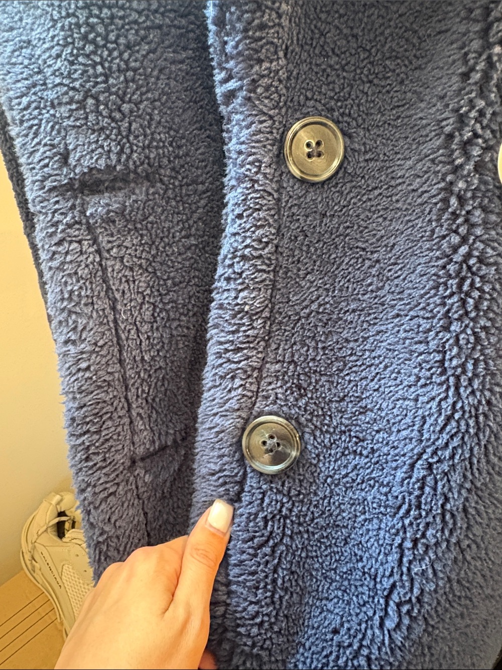 GAP Navy Teddy Coat Women’s Medium | Oversized Sherpa Fleece Cozy Winter Coat - Picture 5 of 12